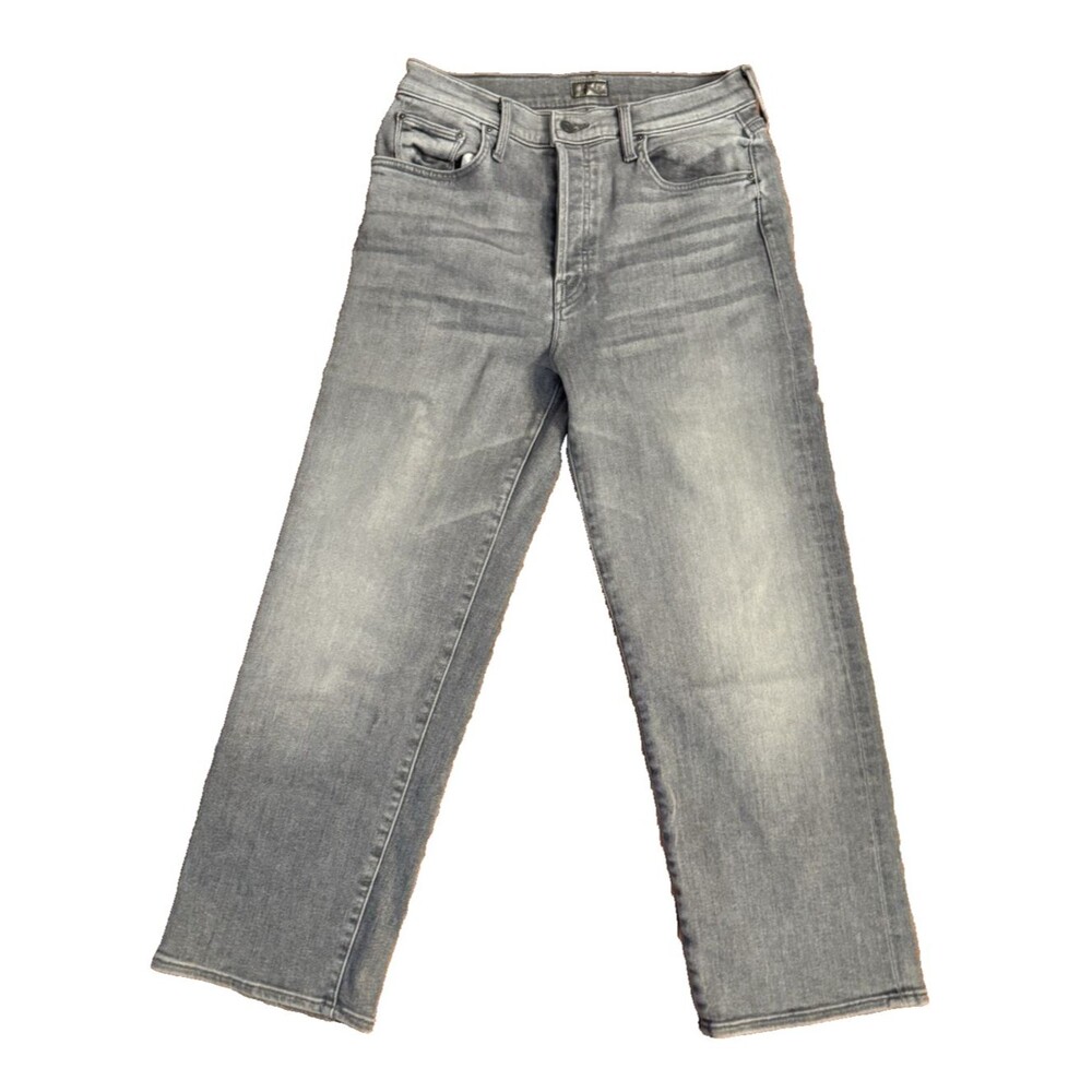 MOTHER The Rambler Ankle Bars & Phrases Wash Cotton Blend Jeans Gray Flare SZ 29